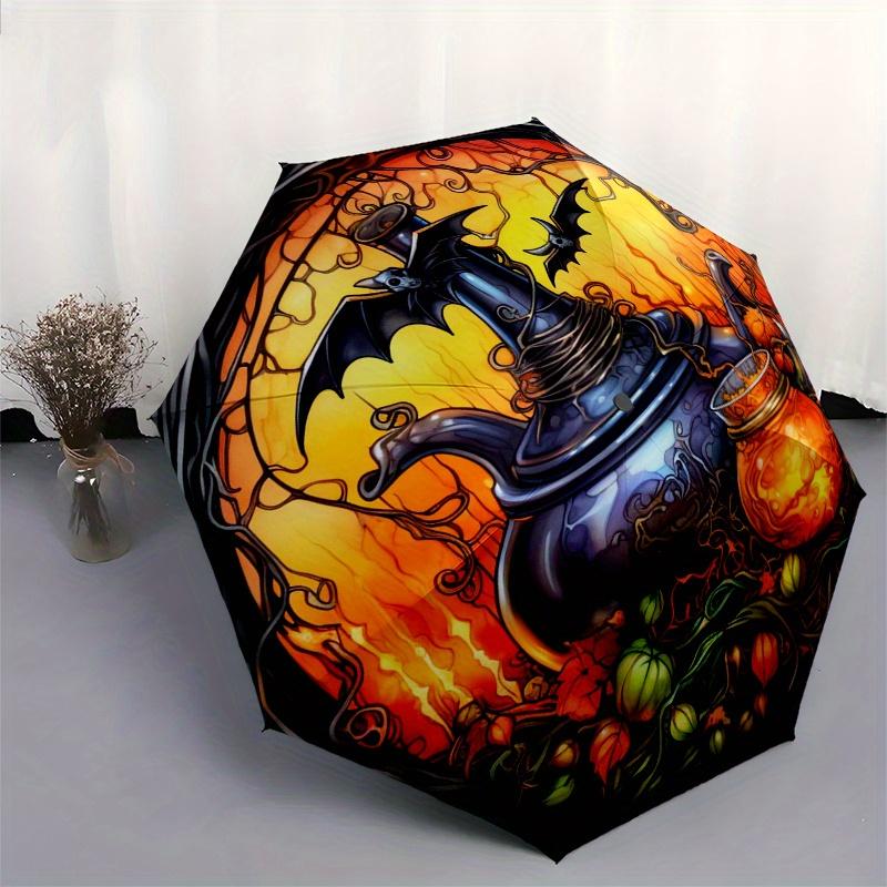 Halloween Witch's Cauldron Stained Window DecalUmbrella, Portable 3-Fold Compact Umbrella,Christmas Gift ES457