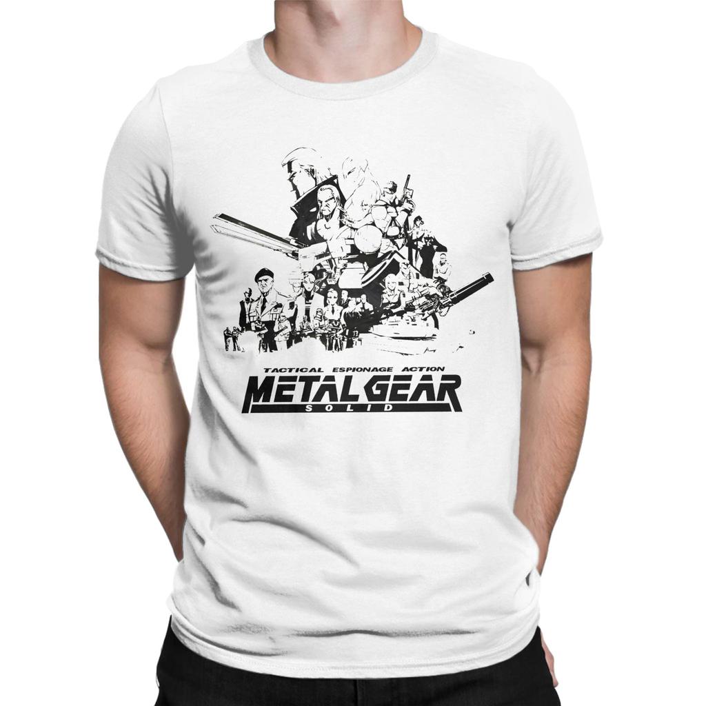 Metal Gear Solid Schwarze Version T-Shirts für Herren Reine Baumwolle Lustiges T-Shirt Rundhals T-Shirt Kurzarm Kleidung Große Größen