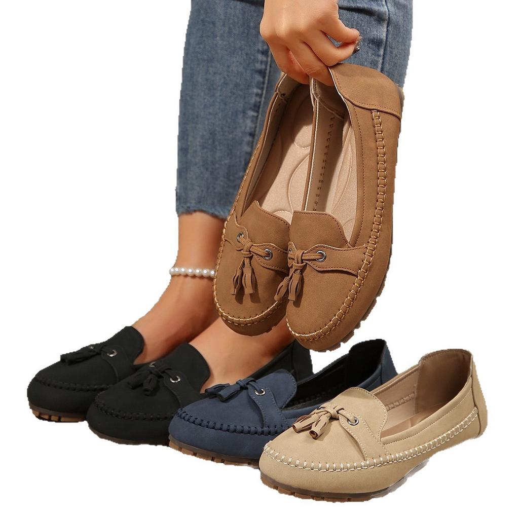 Quasten Doudou Schuhe Damen neue einpedalige lässige Lederschuhe Quasten weichbesohlte Schuhe Damen