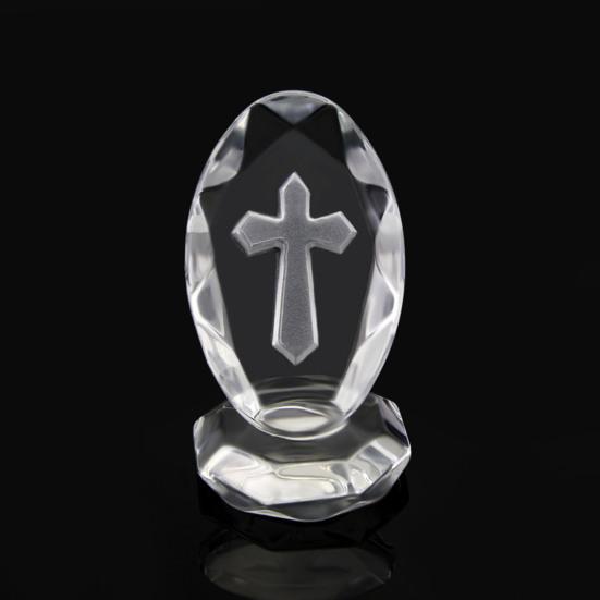 Klarer Kunstkristallfigurine Transparentes Glas Glaube Ornament Ostern Weihnachten Religiöse Schreibtischdekoration Christlich Spirituell Inspirierend