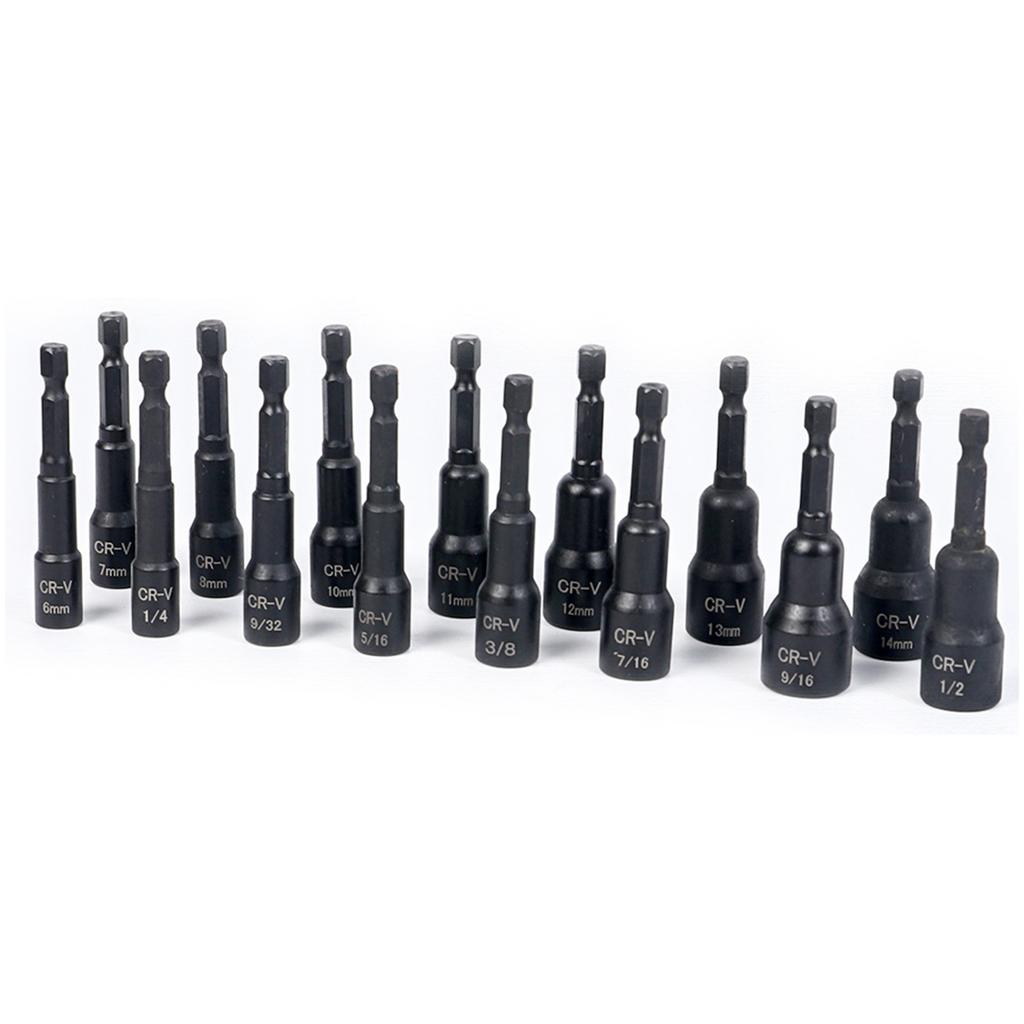 15Pcss Power Nut Driver Drill Bit Set Hex Socket Adapter Bolt Driver Repairing Tool Kit Suitable for Quick Changes
