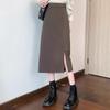 High-Waist Slit Midi Skirt: Slimming A-Line Bodycon for Women - Spring 2024 Collection