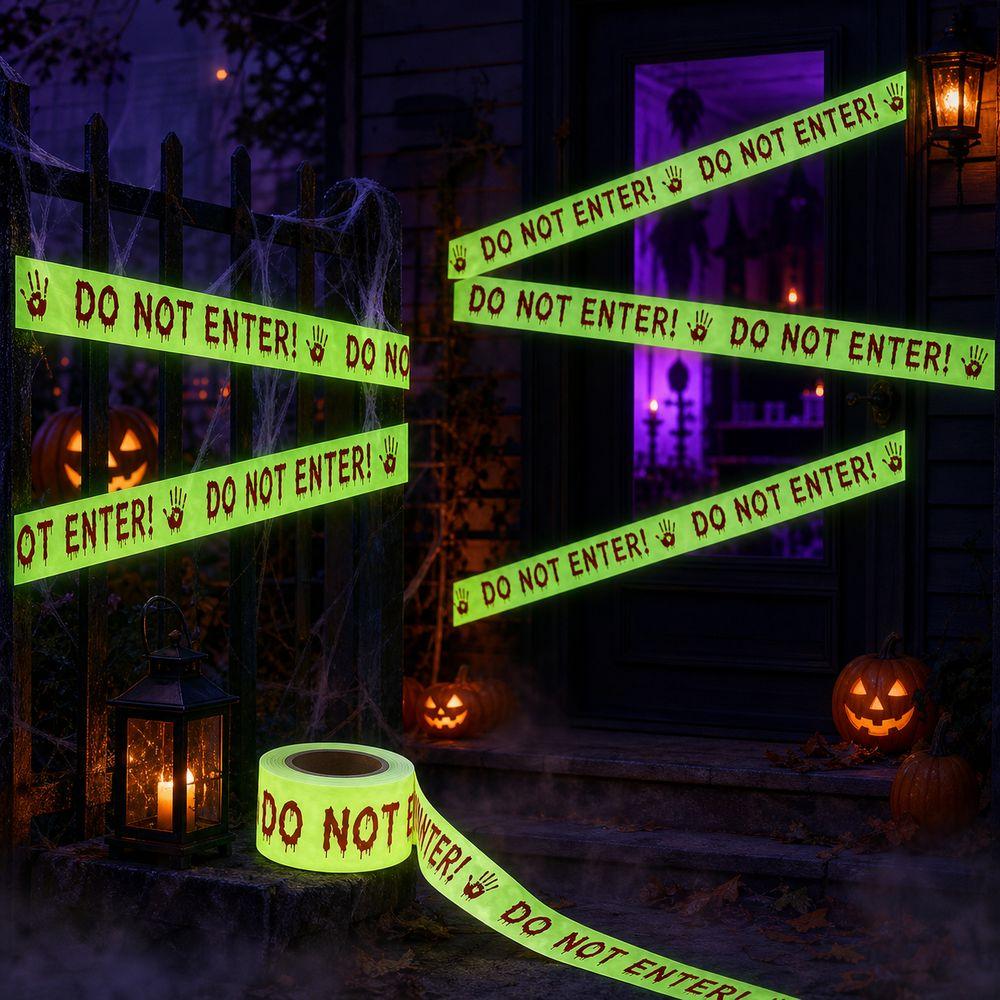 Scary Design Halloween Caution Tape Do Not Enter Text Halloween Decoration Tape Haunted Houses