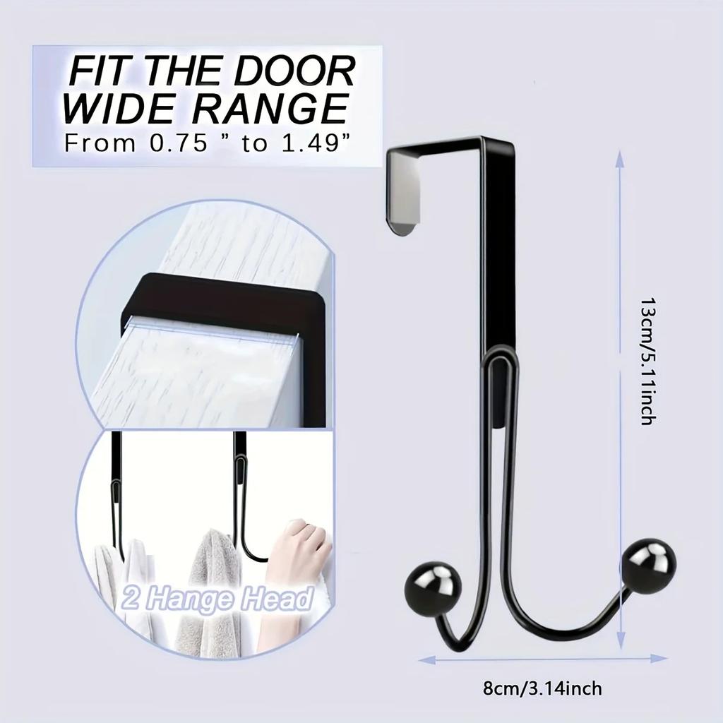 1pc Iron Simple Door Hooks, Nail-free Wardrobe Door Hooks, Metal Craft Coat Multi-functional Double-headed Hooks