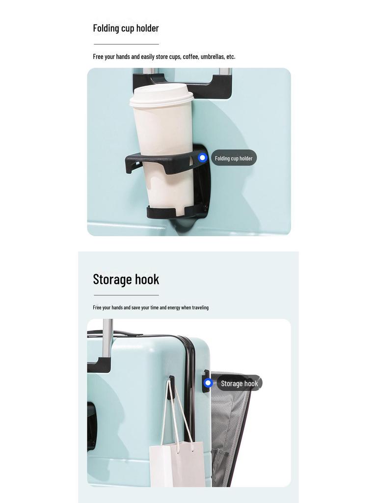 Yongsheng 20'' Front-Opening Suitcase with Universal Wheels, Password Lock & Large Capacity 24'' Zipper