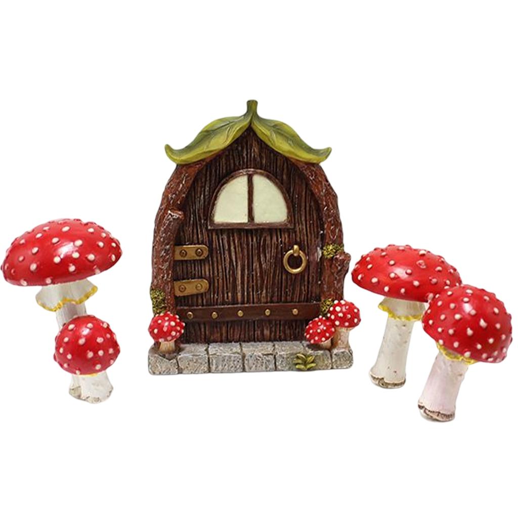 Feentür Fenster Skulptur Bastelarbeiten Miniatur Garten Tür Fenster Figuren Ornamente Feiertagsgeschenke Heimdekoration für Hof Rasen