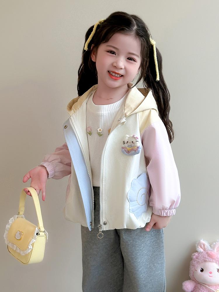 2025 Girls' Hooded Fashion Outerwear: Trendy Macaron Coat for Spring & Autumn