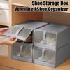 1/2Pcs Shoe Box with Handle Flip-Top Design Easy Access Storage Box Mesh Window Zipper Closure Shoes