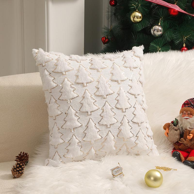 Christmas Decorative Pillow Cover 45x45cm Plush Cushion Cover for Living Room Couch Sofa Soft Pillows Home Decor Xmas
