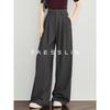 FAESSLIN Women's Old Money Acetate Wool Straight Wide-Leg Suit Pants