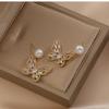 EH53-9 Hollow design butterfly earrings women's niche natural pearl stud earrings temperament versatile S925 silver needle