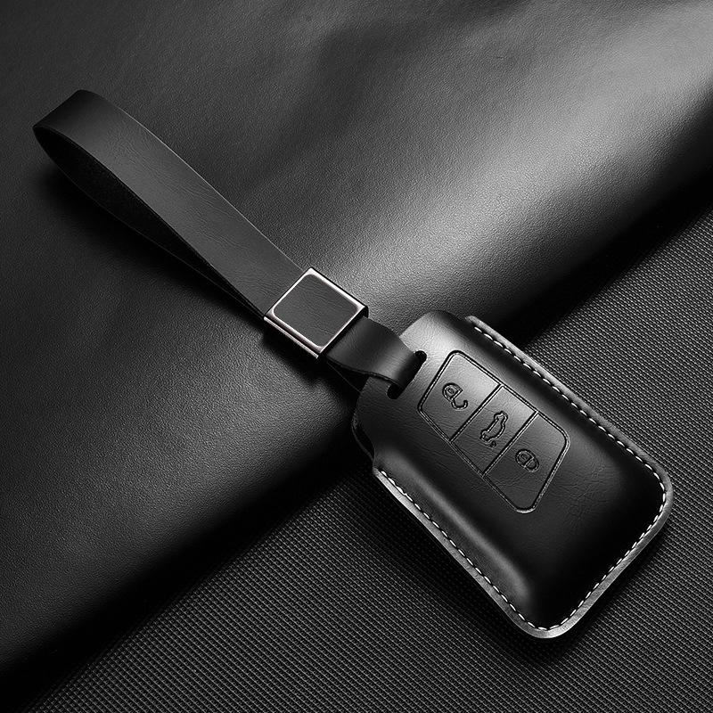 Leather Key Case for Volkswagen Models: T-Cross, Lavida, Lamando, Bora, Tiguan, Sagitar, Polo, Magotan, Passat, Tharu