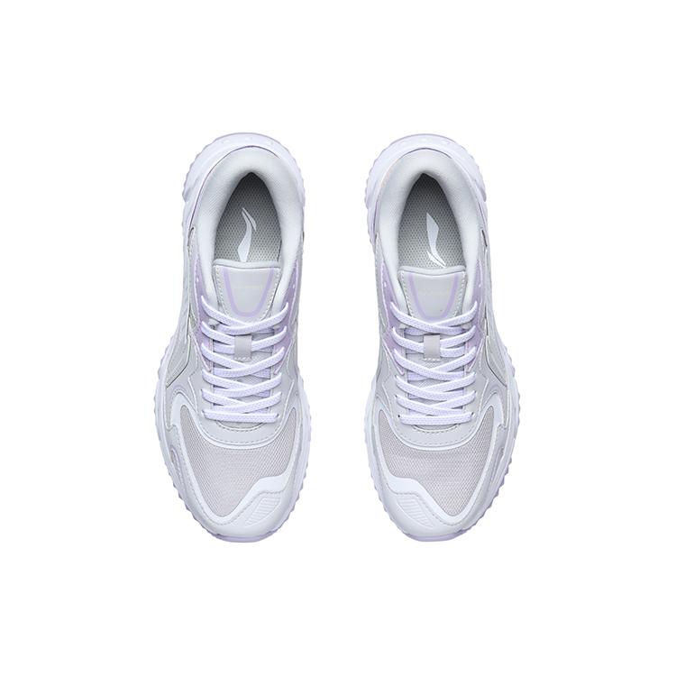 Li Ning Slip Resistant Abrasion Resistant Low Top Running Shoes Women's Gray Purple ARLR004-2