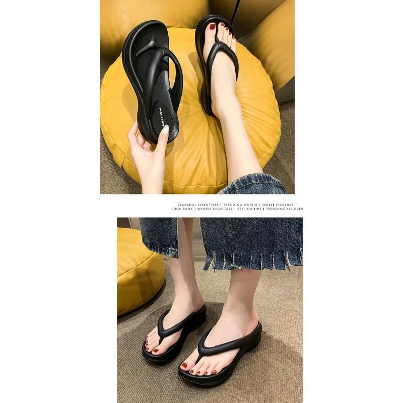 Soleist Thick Sole Wedges Flip Flops for Women 2025 Summer Non-slip Platform Sandals Woman Beach Slippers Girls Outdoor Flip Flops