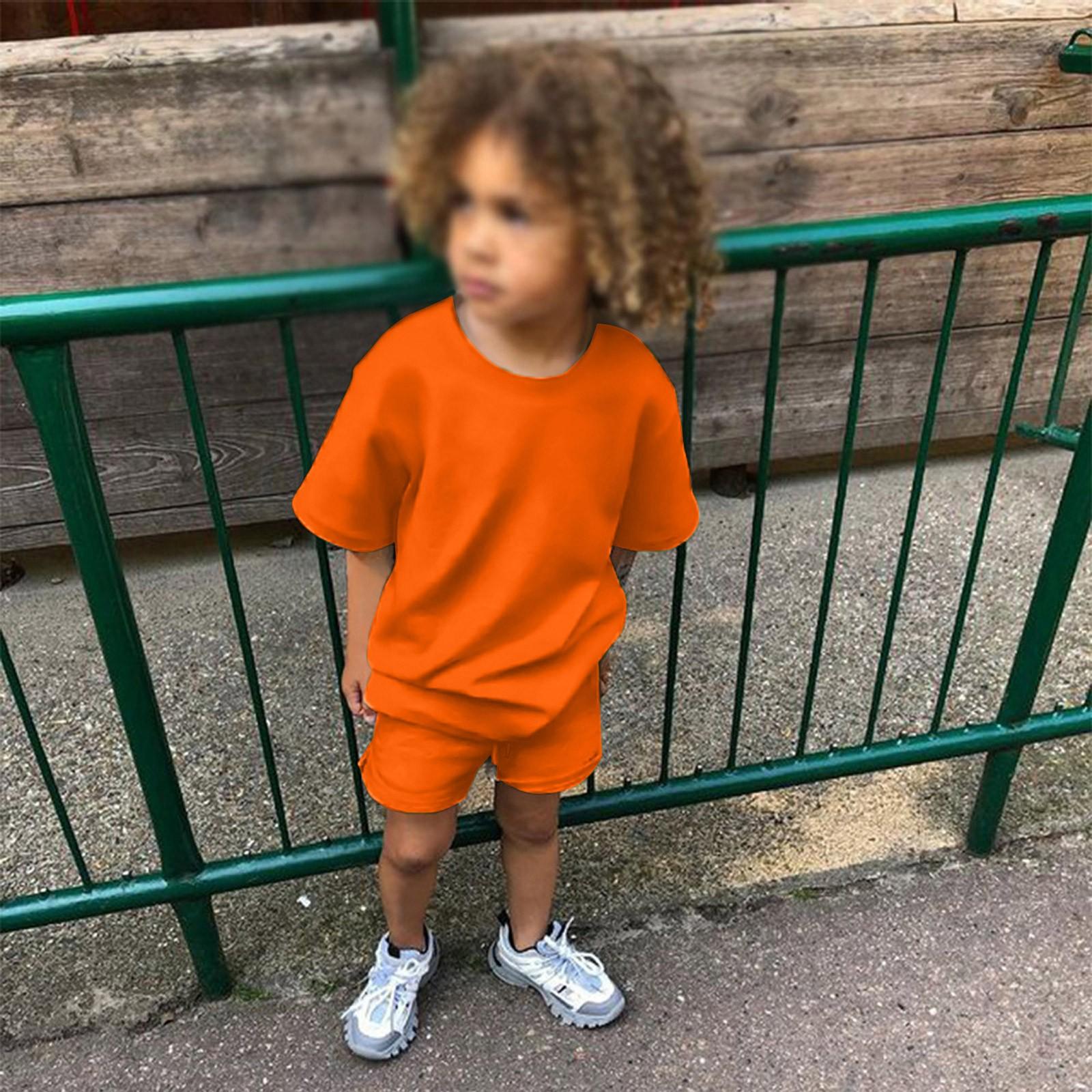 

Kid Patriotic Outfit - Short Sleeve & Shorts 2-Piece Set For Boy And Girl 120 помаранчевий