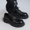 Spring Business Casual Dress British Wedding Groom Wedding Sports Large Size Thick Sole Black Big Head Leather Shoes