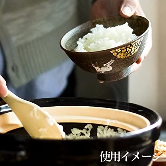 Traditional Honpo Kutani Ware Couple Bowl Moon Viewing Rabbit Pair with Gold Leaf Golden Wedding Wedding Gift Set Gift Wedding Anniversary Rice Bowl