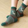5/10 Pairs Comfortable Casual and Versatile Cartoon Reindeer Wool Socks Halloween Mid Calf Christmas Socks Thickened Warm Towel Socks