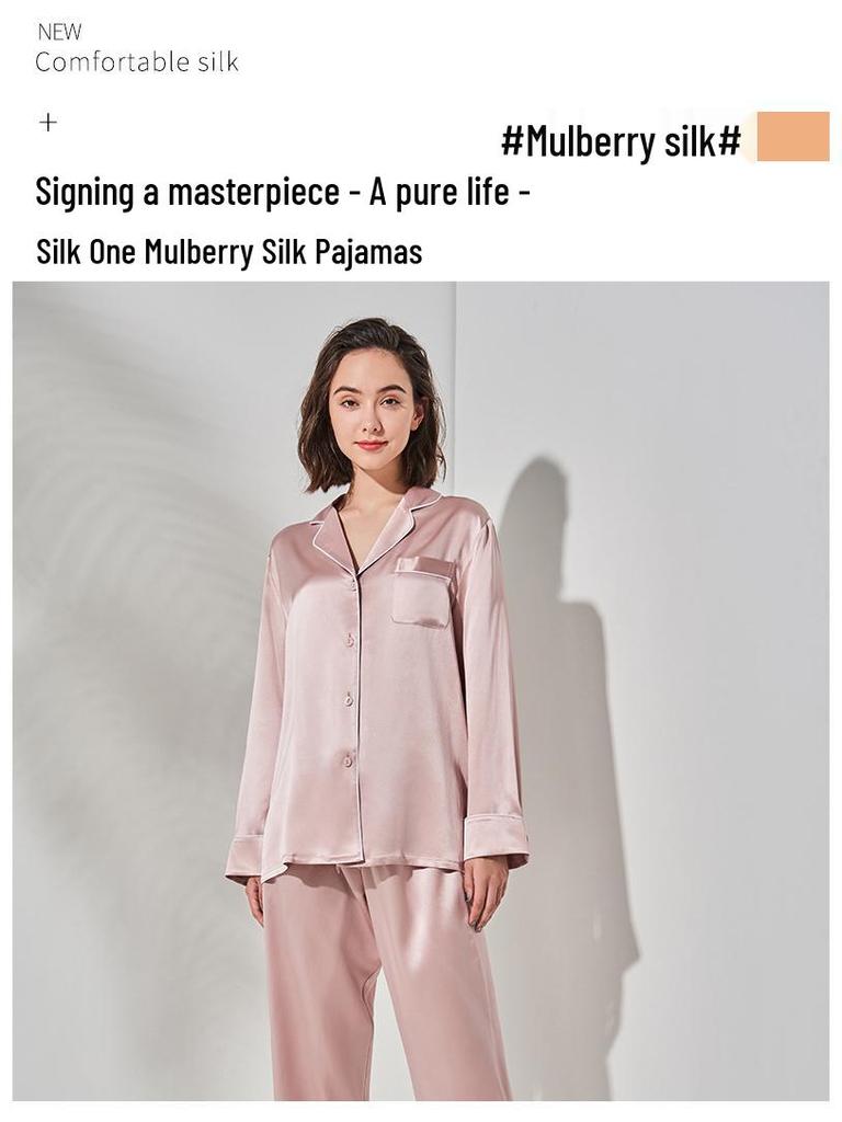 Heavyweight Mulberry Silk Pajama Set: Unisex 22 Momme Long Sleeve, Suitable for Outside Wear