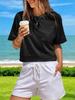 Womens Oversized Crop T Shirt Short Sleeve Workout Tee With Side Pockets