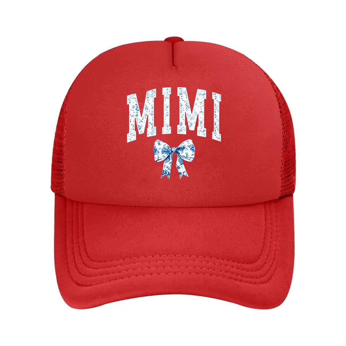 MIMI Blue White Art Print Bowknot Casual  Mesh Baseball Cap Hip Hop Adjustable