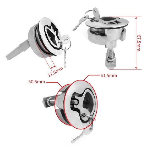 Alastin Marine Hardware 316 Stainless Steel Turning Lock Flush Pull Lift Handle Locker Hatch Latch with Key