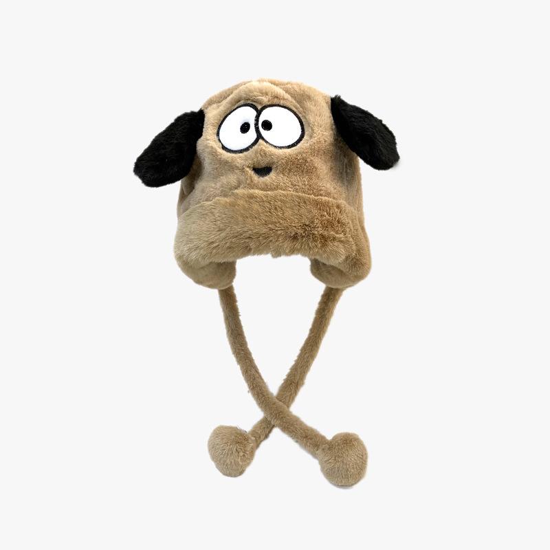

BrandNew Versatile Plush Hat Lei Feng Hat Cute Big Eyed Puppy Hat for Women In ColdSeason Warm Riding with Velvet Ear Protection One Size