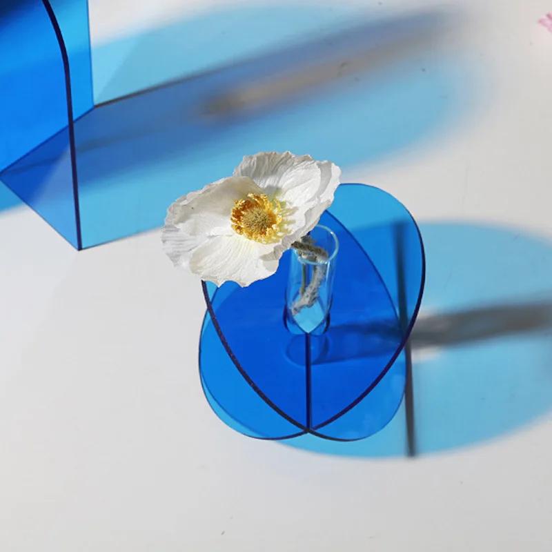 Nordic Colorful Acrylic Vases Desktop Ornaments Art Flower Arrangement Hydroponic Vase Container Living Room Home Decoration