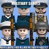 WW2 Military Navy Soldier Figures Building Blocks Leader Army Warrior Boat Commander Artillery Accessories Gun Bricks Toys Gifts