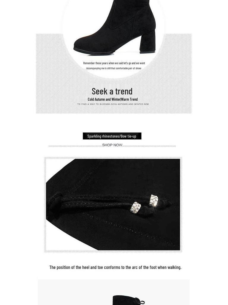 Winter 2025 Women's Over-the-Knee Chunky Heel Stretch Boots