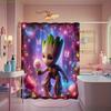 1pc Marvel Groot Shower Curtain with Hooks - Vibrant Polyester Design, Machine Washable, Unlined, Cartoon Character Bathroom D