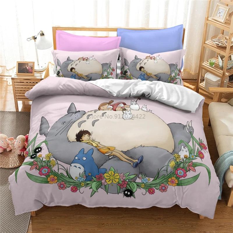 My Neighbor Totoro Cartoon 3d Bedding Set Anime Twin Full Queen King Comforter Cover Set with Pillowcase 2/3pcs Duvet Cover Sets