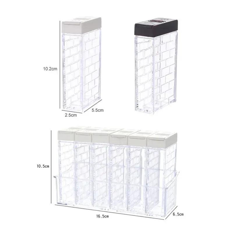 6pcs/set Spice Seasoning Box PP Salt Pepper Jars Box for Kitchen Spice Storage Organizer Box Home Organization