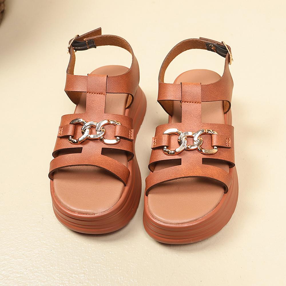 High Platform Sandals Women New 2025 Summer Breathable 5CM High Heels Ladies Leather Sneakers Chunky Slippers Sandalias Mujer