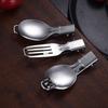 Stainless Steel Folding Spoon Fork Cutter Straw Brush Outdoor Camping Picnic Hiking Collapsible Cutlery Flatware Utensils