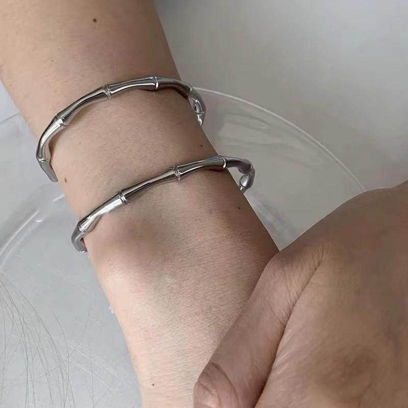 Titanium Steel Chic Bamboo Bracelet With Electroplating For Shine Longlasting