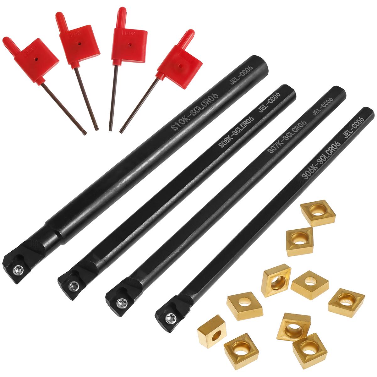 

S06K/S07K/S08K/s10K-SCLCR06 lathe boring bar cutting tool holder high-efficiency cutting with 10 alloy blades and 4 wrenche