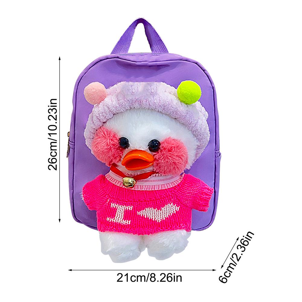 Girls Backpack With Plush Toy Plush Detachable Duck Cute Cartoon Kids Backpack Waterproof Large Capacity Schoolbag For Toddler