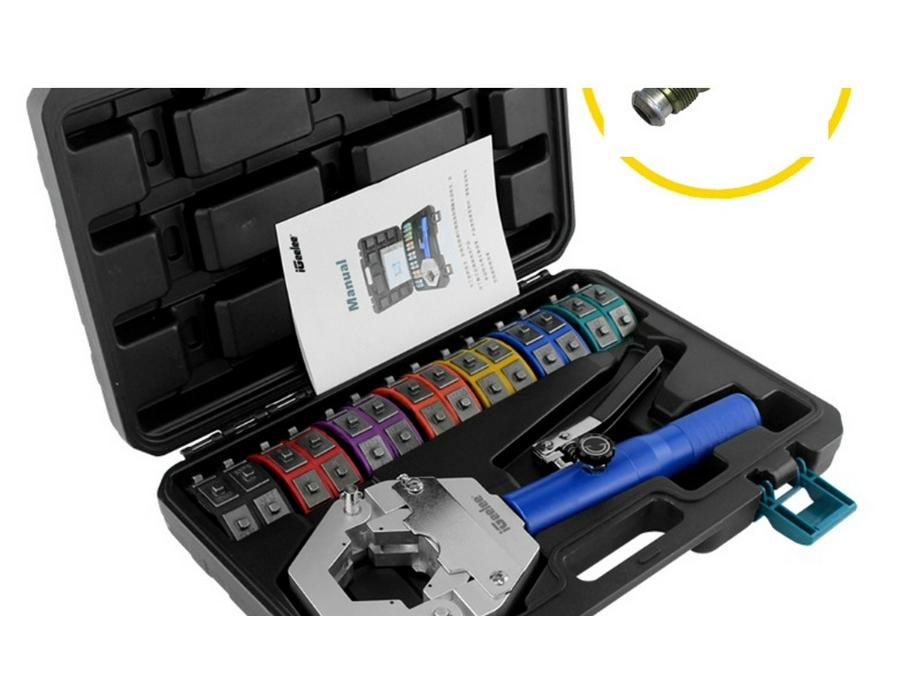 Portable Automotive A/C Hose Crimping Machine - Manual Hydraulic Pipe Crimper Tool