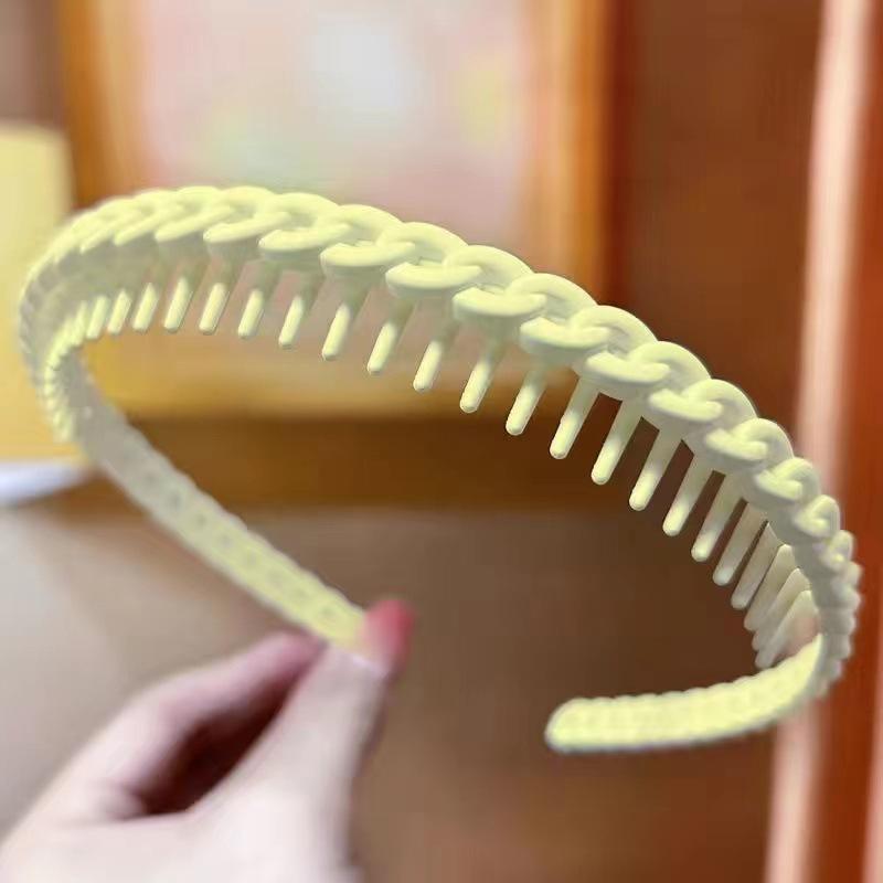 Einfarbiges Stirnband Kunststoff Rutschfeste Zähne Haarband Vintage Geflochtener Haarreif Perfekt für Frau Mann Gesicht Waschen Hautpflege