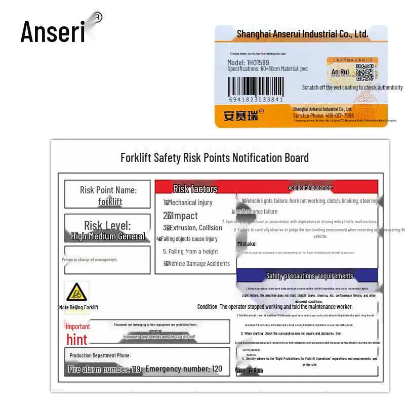 Ansell Forklift Hazard Safety Warning Sign