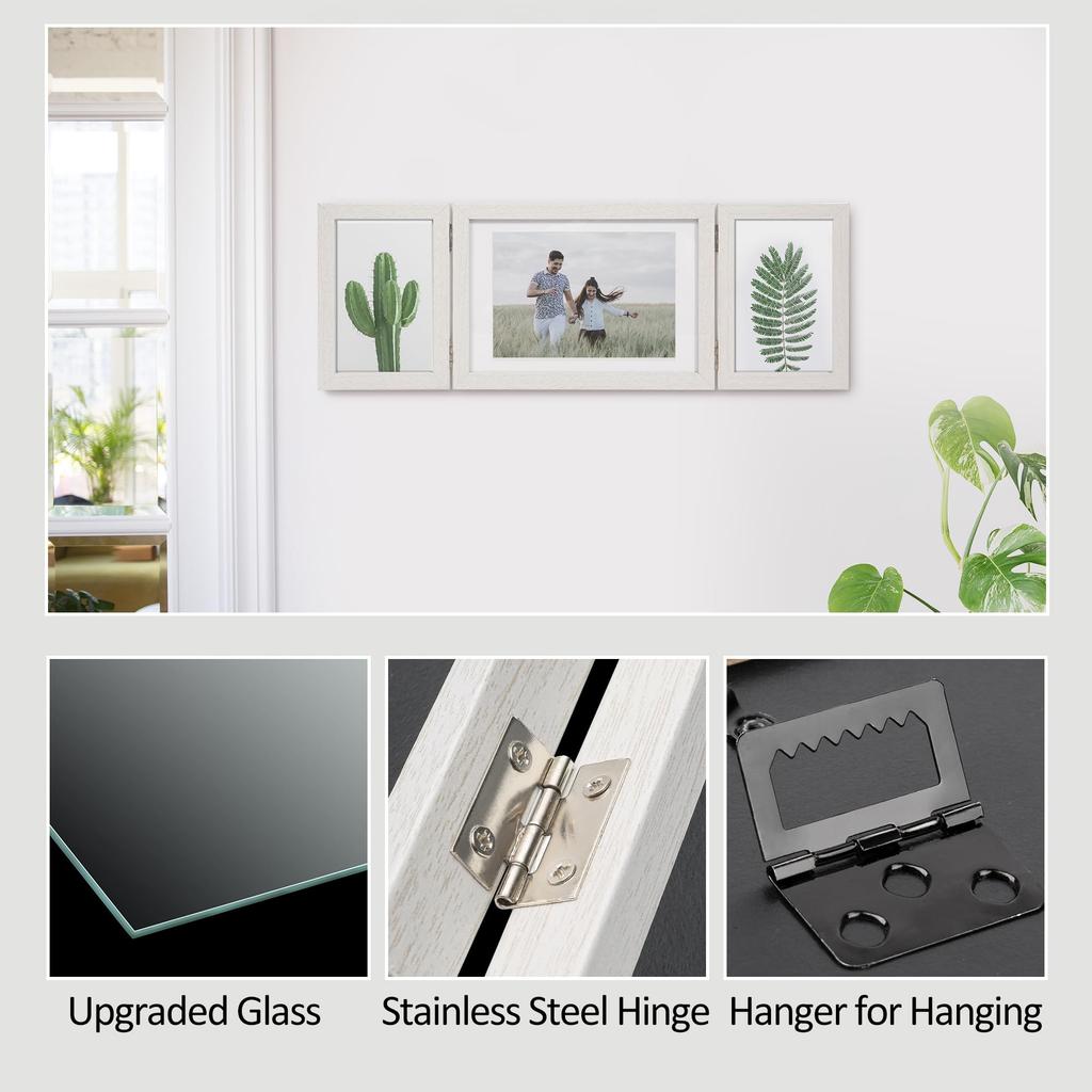 Afuly Fotoram Postkort 2L Storlek Fotoram Snygg Vägghängning Enkel Vit Vikbar Design Fotoram Bröllopspresent Födelsedag Jubileumspresent