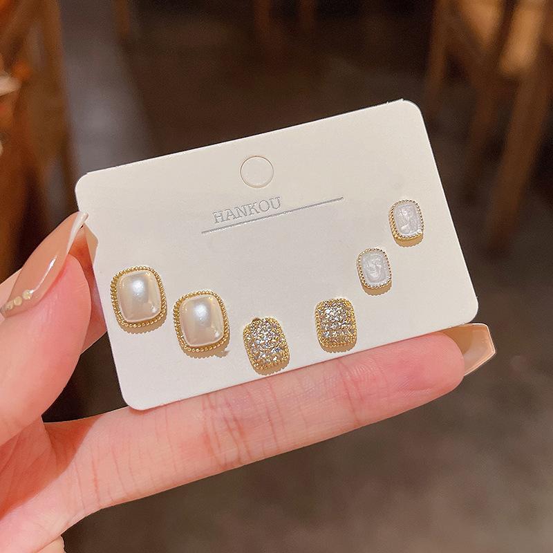 S925 Silver Needle Delicate Zircon Ear Set Small Stud Earrings