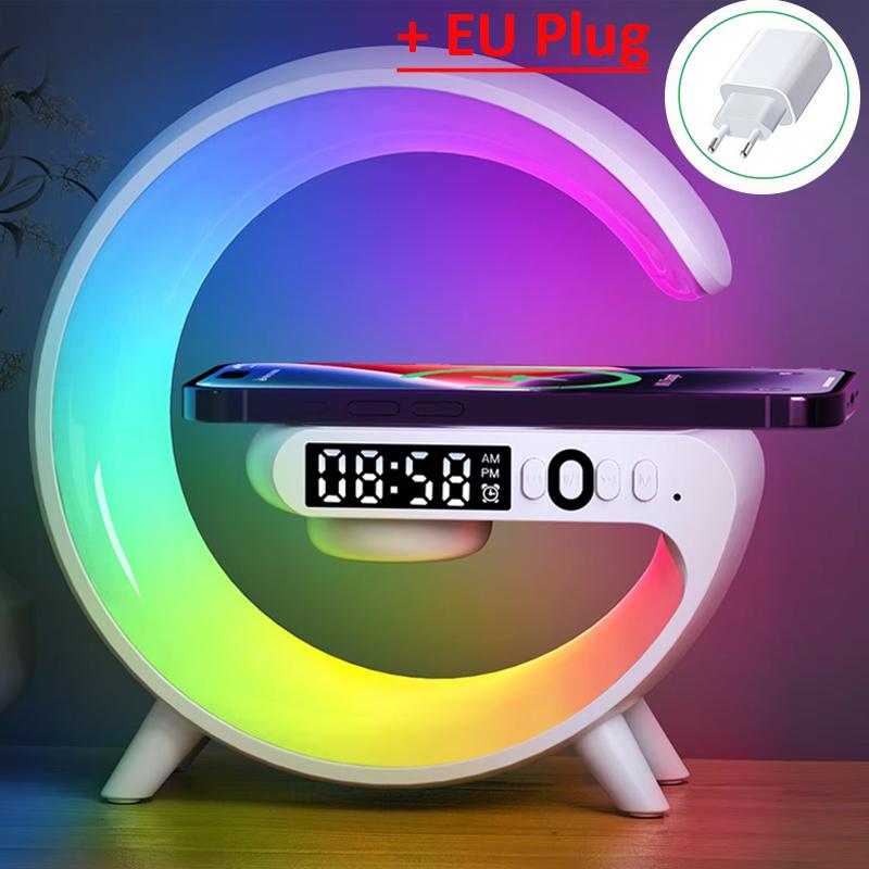 Multifunction Wireless Charger Pad Stand Speaker TF RGB Night Light 15W Fast Charging Station for iPhone Samsung Xiaomi