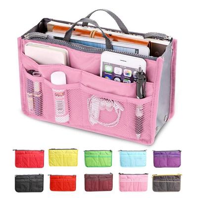 Damen Handtasche Geldbörse Nylon Dual Organizer Einsatz Kosmetiktasche