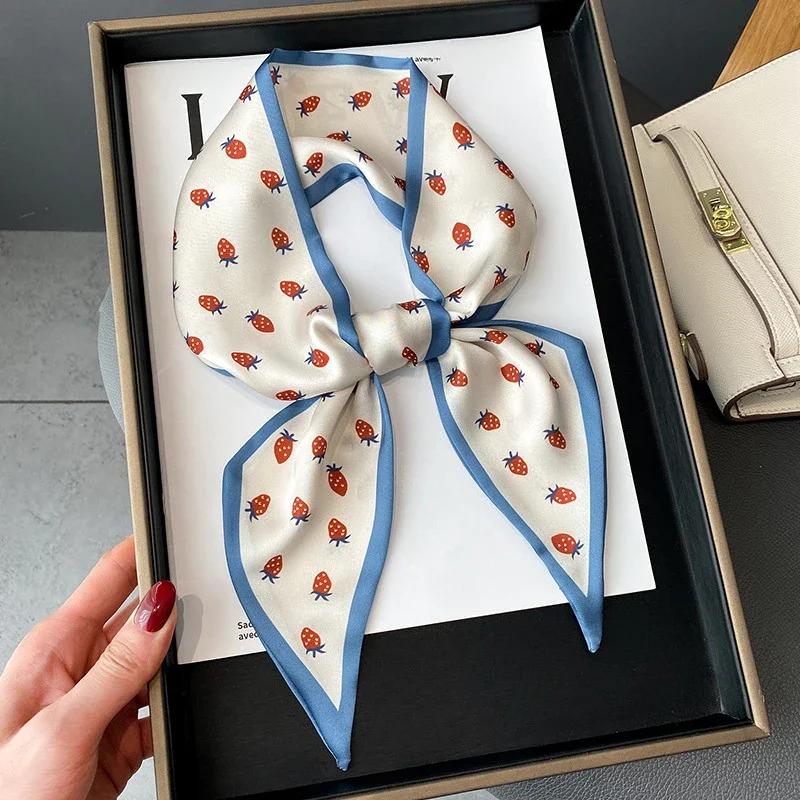 Fashion Print Hair Ribbon Scarf Women Neck Tie Bag Scarfs Satin Silk Skinny Headscarves Ladies Foulard Floral Bands 2026 New