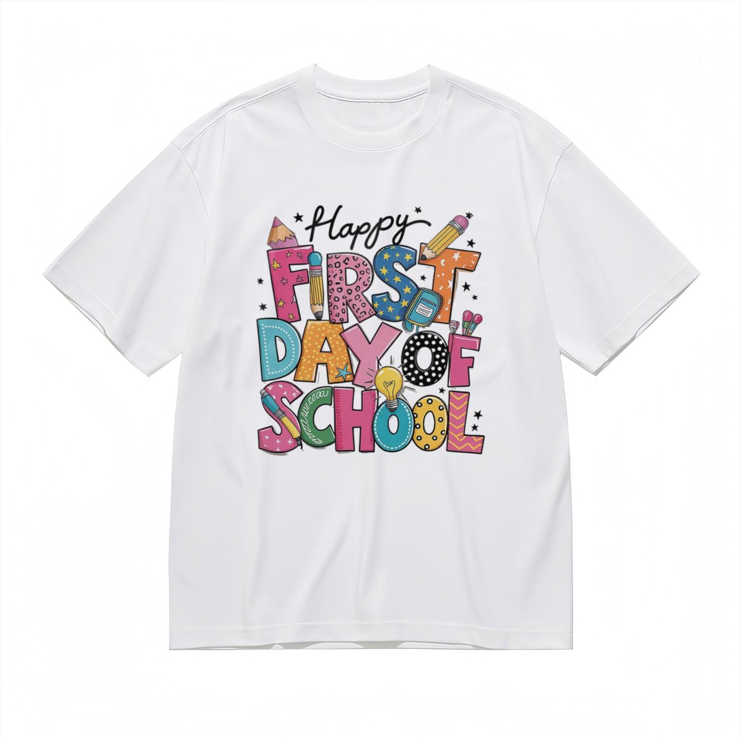 Men s Trend Soft Comfortable Classic T-Shirt Mens Womens Tees Top First Day Of School Graphic Tee 4XL