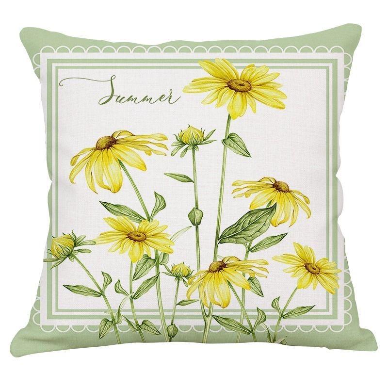 Fresh Plant Flower Pattern Pillow Cover Sofa Living Room Cushion Cover Car Homestay Waist Pillow Pillow Pillowcase