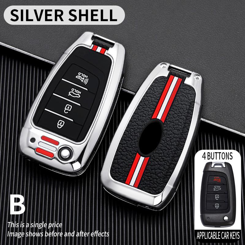 Zinc Alloy+Slicone Car Flip Key Case Cover Shell Fob for Hyundai Elantra Solaris Tucson I30 I35 I40 KONA Genesis Santa Fe Azera