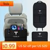 Car Sticker Tesla Large Capacity Multifunction Black Car Seat Back Leather Storage Bag For Tesla Model 3 Y S X Roadster Cybertru